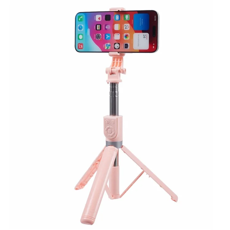 Z14 140CM Teleskop-Selfie-Stick Bluetooth Fernbedienung Stativ mit Rotationshandy-Clip - Pink