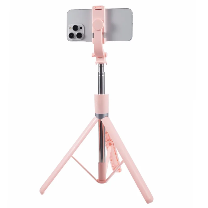 Z16 175CM Selfie Stick Cell Phone Clip Mount Tripod Stand with Bluetooth-compatible Remote Shutter - Pink