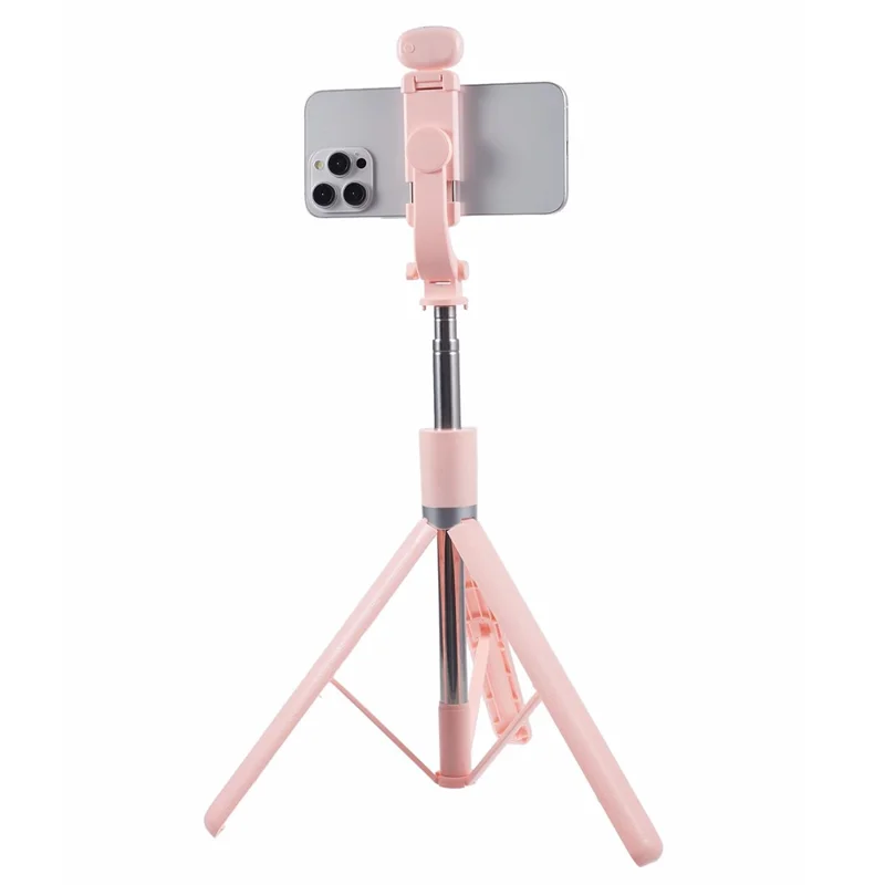 Z16S Tripod Stand Phone Clip Fill Light Design 175CM Selfie Stick with Bluetooth-compatible Remote Shutter - Pink