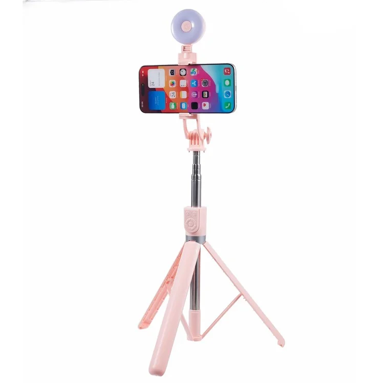 Z17 Pro 2-em-1 Tripé de 175cm com Controle Remoto Bluetooth e Luz de Preenchimento - Rosa