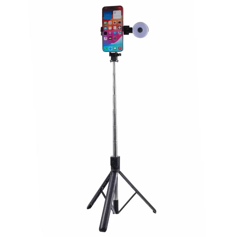 Z17 Pro 2-in-1 175cm Tripod Stand Remote Control Bluetooth-compatible Selfie Stick with Fill Light - Black