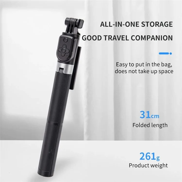 BT11 0.31-1.7m Trépied Télescopique Porte-Clip Téléphone Bâton Selfie avec Télécommande Bluetooth
