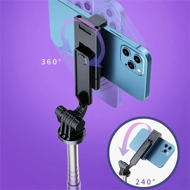 BT11 0.31-1.7m Trépied Télescopique Porte-Clip Téléphone Bâton Selfie avec Télécommande Bluetooth