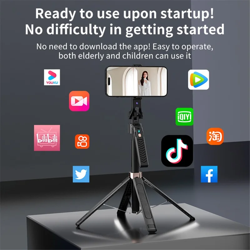 CL09 1.8m Handheld Selfie Stick 360 Degree Rotation AI Intelligent Tracking Gimbal Tripod - Pink