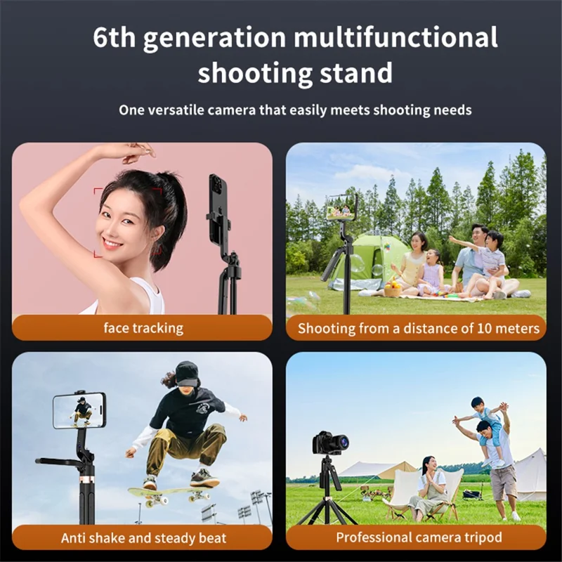 CL09 1.8m Handheld Selfie Stick 360 Degree Rotation AI Intelligent Tracking Gimbal Tripod - Pink