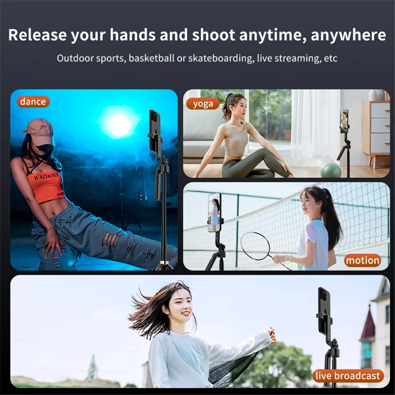 CL09 1.8m Handheld Selfie Stick 360 Degree Rotation AI Intelligent Tracking Gimbal Tripod - Pink