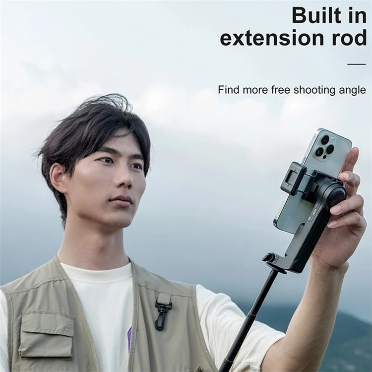 Estabilizador Multifunction Ajustável A10 com Luz LED, Selfie Stick com Gimbal de Dois Eixos - Preto
