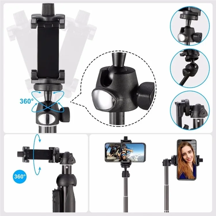 YUNTENG 9928N Bluetooth-compatible Remote Telescopic Tripod Stand Phone Clip Holder Selfie Stick