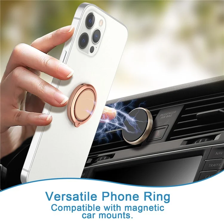 360 Degree Rotatable Finger Ring Holder Mobile Phone Bracket Work with Magnetic Car Mount - Rose Gold