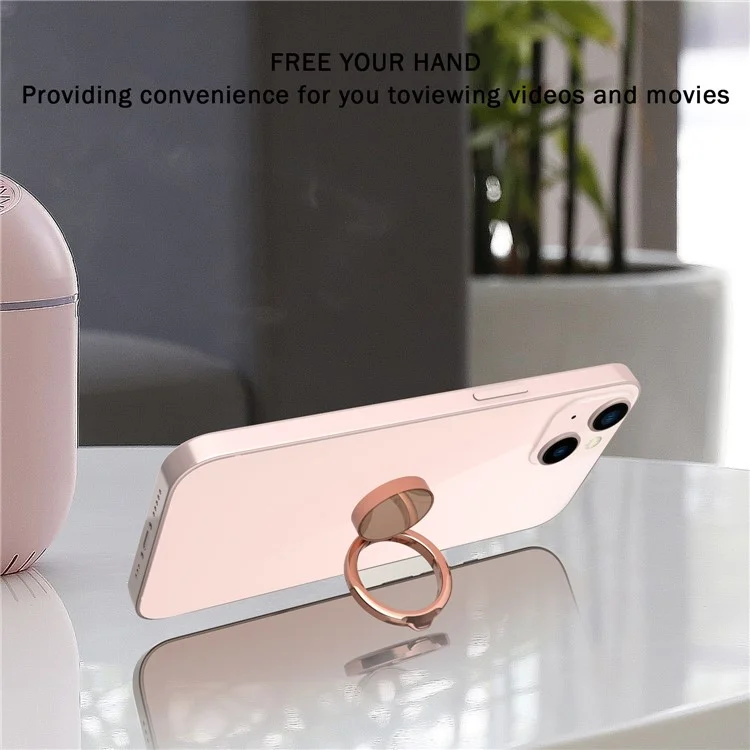 360 Degree Rotatable Finger Ring Holder Mobile Phone Bracket Work with Magnetic Car Mount - Rose Gold