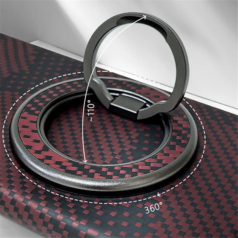 Aramid Fiber Magnetic Kickstand for Cell Phone Finger Ring Grip Holder - Black / Gold