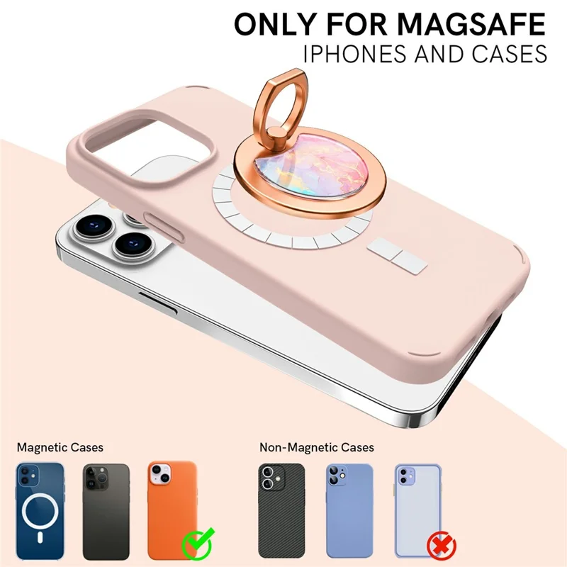 AHASTYLE DD-01 Phone Ring Holder Compatible with MagSafe Aluminum Alloy Phone Grip Stand Adjustable Angle - White Marble