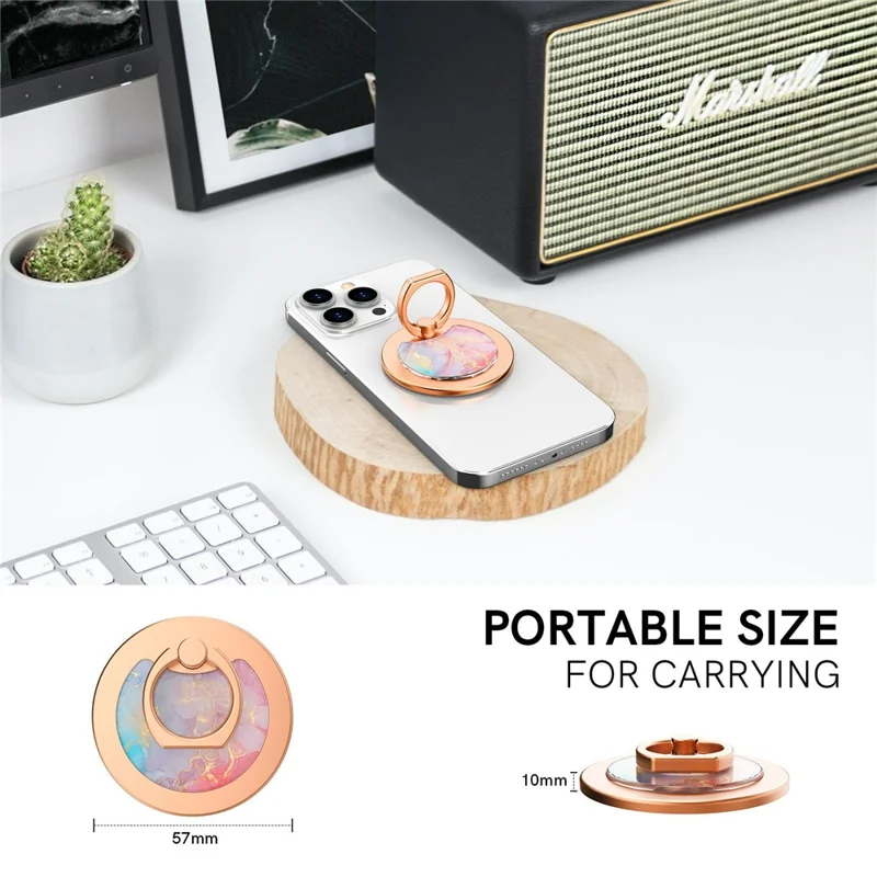 AHASTYLE DD-01 Phone Ring Holder Compatible with MagSafe Aluminum Alloy Phone Grip Stand Adjustable Angle - White Marble