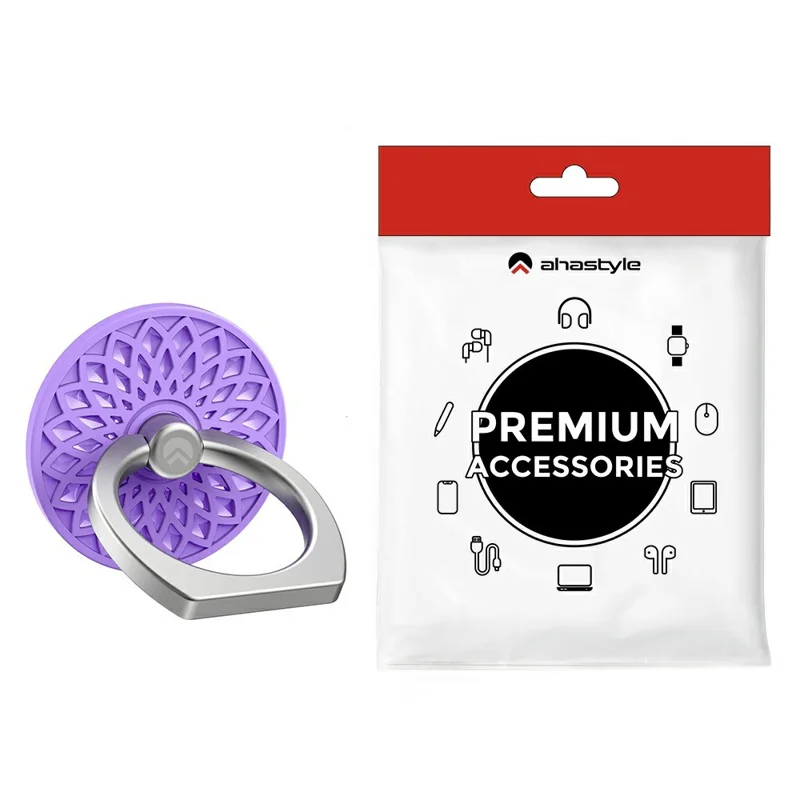 AHASTYLE ST13 Metallringständer-Handyhalter 360-Grad-verstellbarer Anti-Rutsch-komfortabler Griff - Lila