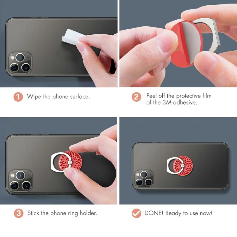 AHASTYLE ST13 Metallringständer-Handyhalter 360-Grad-verstellbarer Anti-Rutsch-komfortabler Griff - Lila