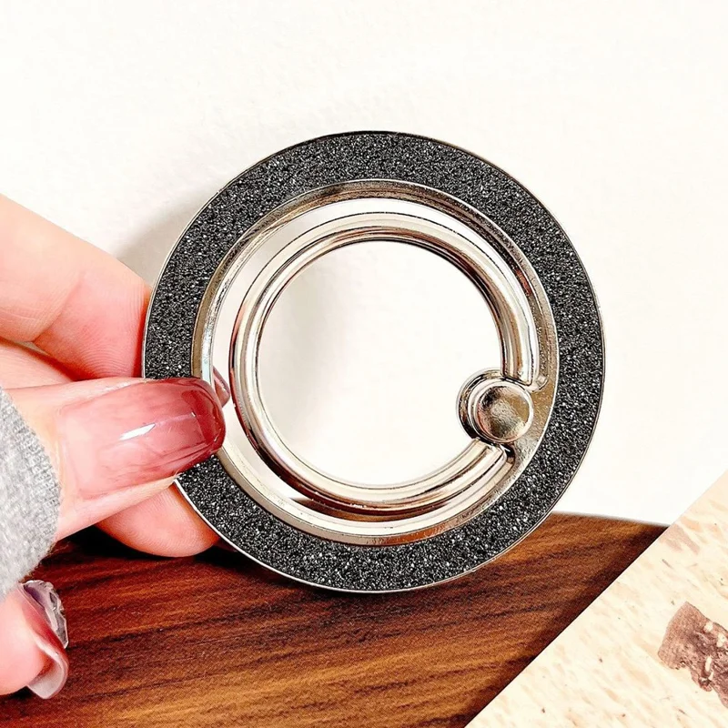Phone Ring Kickstand Magnetic Glitter Ring Holder Zinc Alloy 360 Rotating Phone Gript - Glitter Black