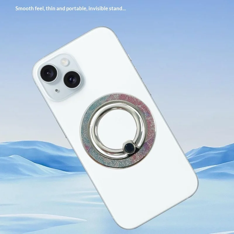 Phone Ring Kickstand Magnetic Glitter Ring Holder Zinc Alloy 360 Rotating Phone Gript - Glitter Black