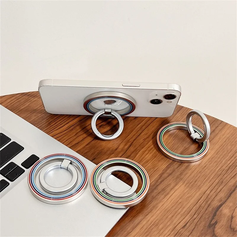 Phone Ring Kickstand Magnetic Glitter Ring Holder Zinc Alloy 360 Rotating Phone Gript - Glitter Black