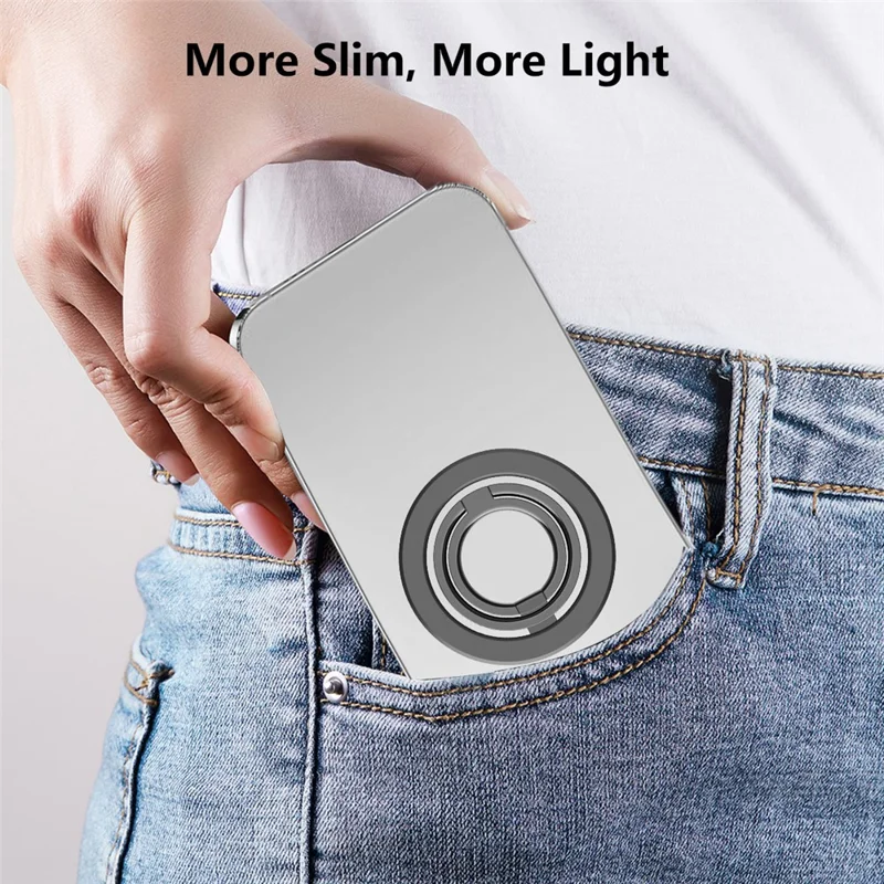 Double Ring Double Sided Magnetic Phone Ring Holder Ultra Strong Magnets 180° Flip Kickstand - Black