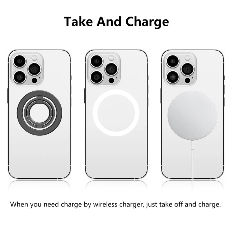 Double Ring Double Sided Magnetic Phone Ring Holder Ultra Strong Magnets 180° Flip Kickstand - Black