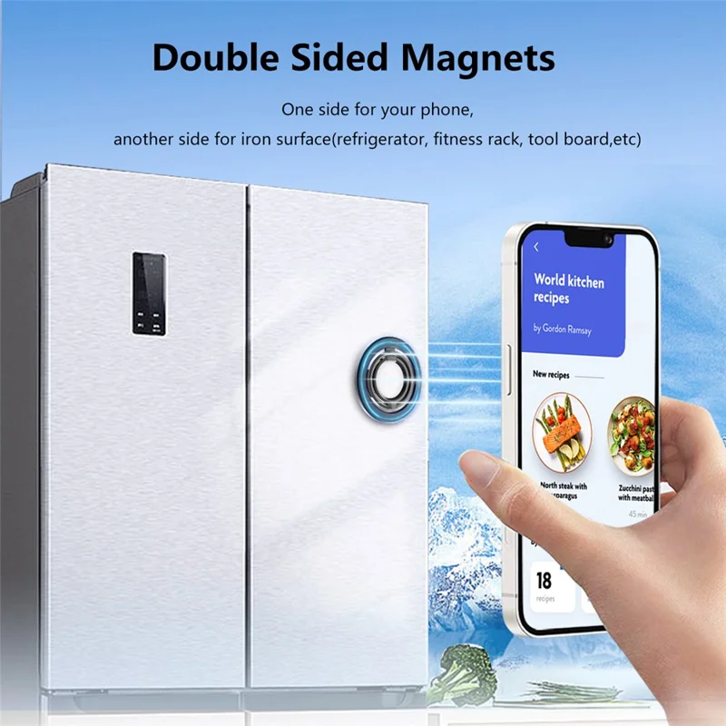 Double Ring Double Sided Magnetic Phone Ring Holder Ultra Strong Magnets 180° Flip Kickstand - Black