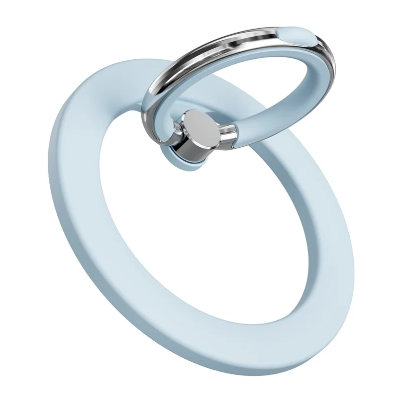 Silicone Feel Magnetic Phone Ring Stand 360° Rotation Foldable Finger Grip Holder Kickstand - Baby Blue