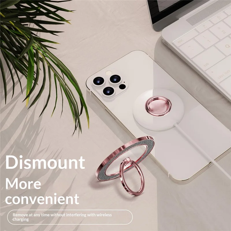 Glitter Magnetic Ring Holder Stand 360° Rotating Phone Grip Finger Ring Kickstand - Black