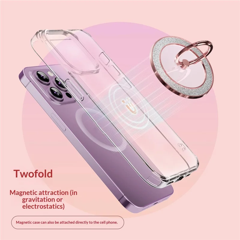 Glitter Magnetic Ring Holder Stand 360° Rotating Phone Grip Finger Ring Kickstand - Black