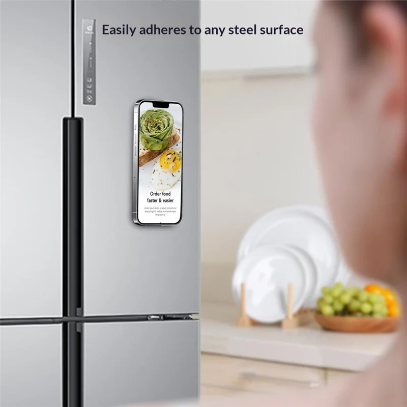 MP-25 Supporto Magnetico per Telefono con Anello a Doppia Faccia e Poggiapolsi con Rotazione di 180°, Supporto da Tavolo - Nero