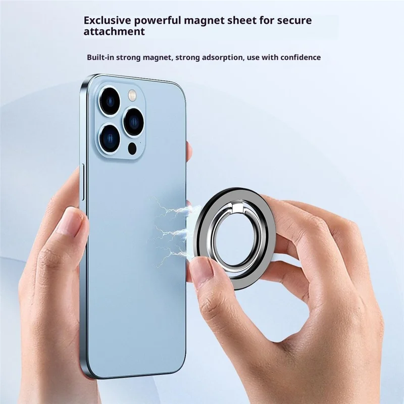 MP-25 Supporto Magnetico per Telefono con Anello a Doppia Faccia e Poggiapolsi con Rotazione di 180°, Supporto da Tavolo - Nero