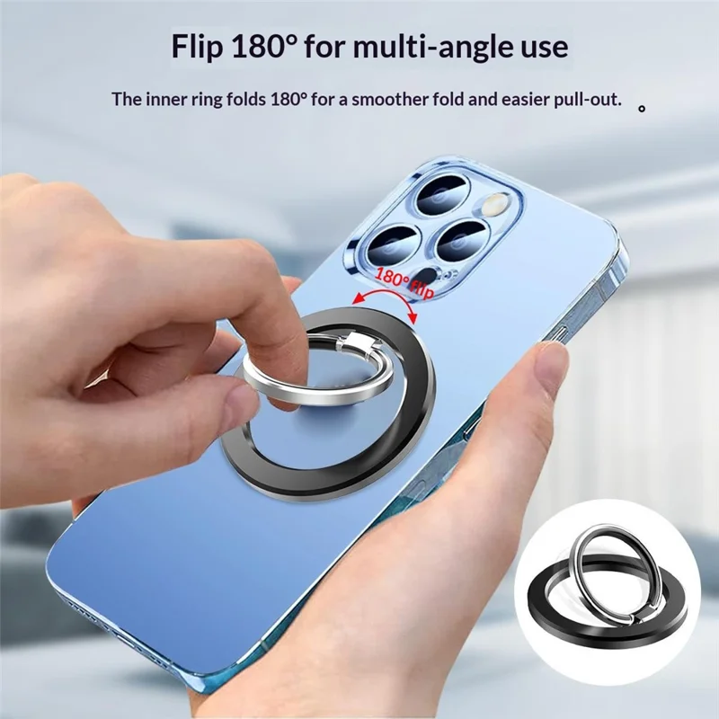 MP-25 Supporto Magnetico per Telefono con Anello a Doppia Faccia e Poggiapolsi con Rotazione di 180°, Supporto da Tavolo - Nero