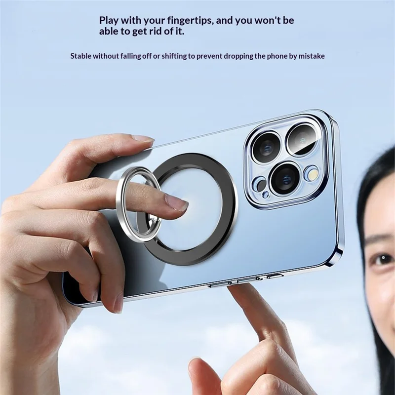 MP-25 Supporto Magnetico per Telefono con Anello a Doppia Faccia e Poggiapolsi con Rotazione di 180°, Supporto da Tavolo - Nero