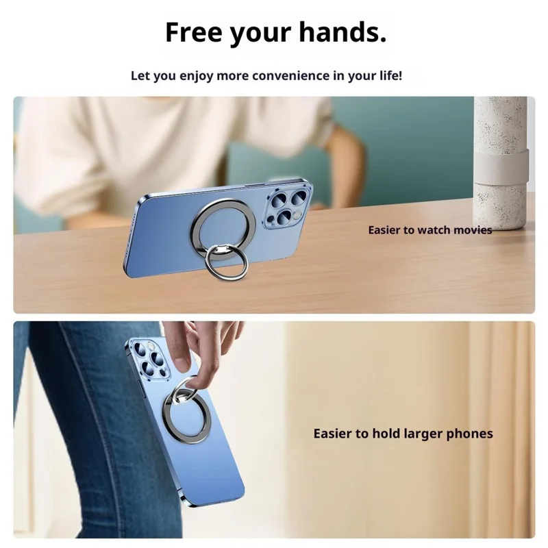 MP-25 Supporto Magnetico per Telefono con Anello a Doppia Faccia e Poggiapolsi con Rotazione di 180°, Supporto da Tavolo - Nero