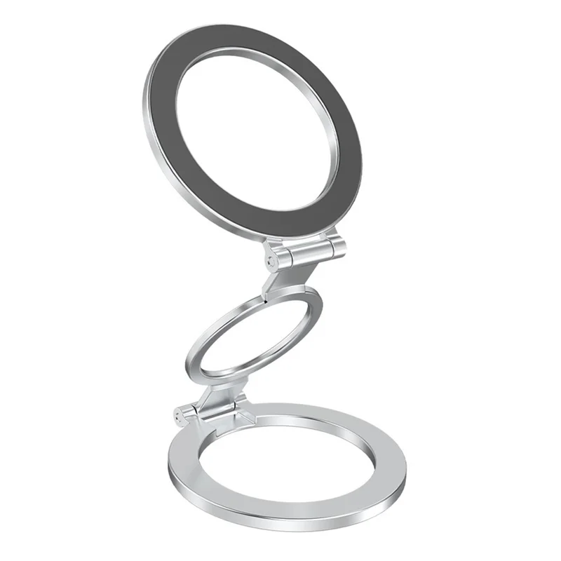 TS-01 Double-Sided Magnetic Phone Ring Holder Kickstand Multi-Angle Foldable Desktop Kickstand - Silver