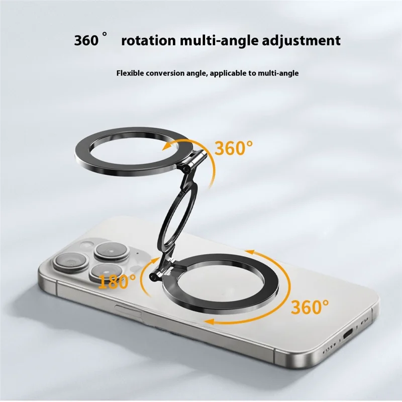 TS-01 Double-Sided Magnetic Phone Ring Holder Kickstand Multi-Angle Foldable Desktop Kickstand - Silver