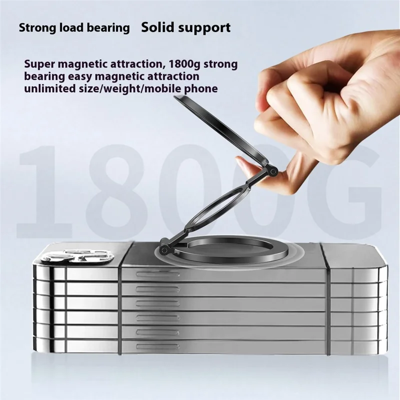 TS-01 Double-Sided Magnetic Phone Ring Holder Kickstand Multi-Angle Foldable Desktop Kickstand - Silver