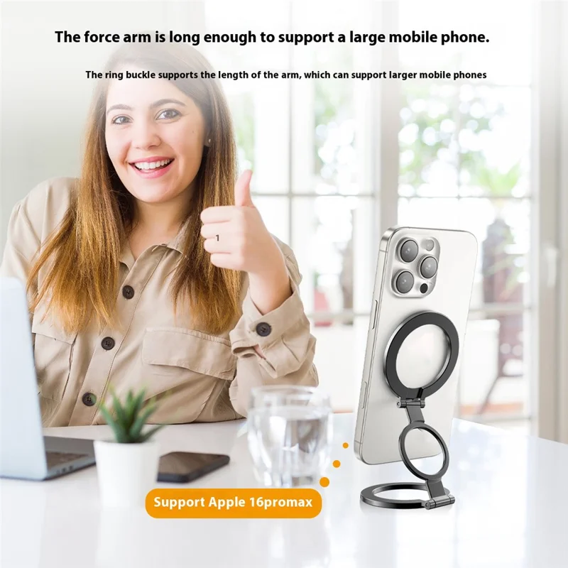 TS-01 Double-Sided Magnetic Phone Ring Holder Kickstand Multi-Angle Foldable Desktop Kickstand - Silver