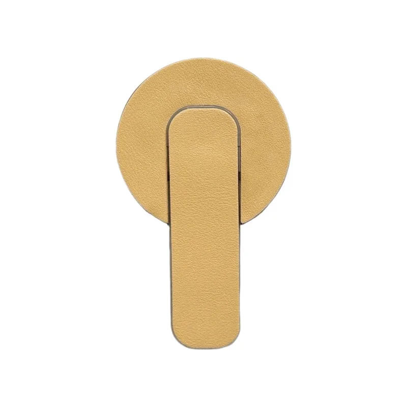 BP-1RH Magnetic Phone Stand PU Leather Push-Pull Ring Holder Foldable Grip for Smartphone - Yellow