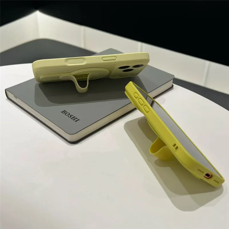 BP-1R Anillo Soporte Magnético de Empuje-Tracción con Correa de Dedo Táctil Funda con Soporte Giratorio - Amarillo