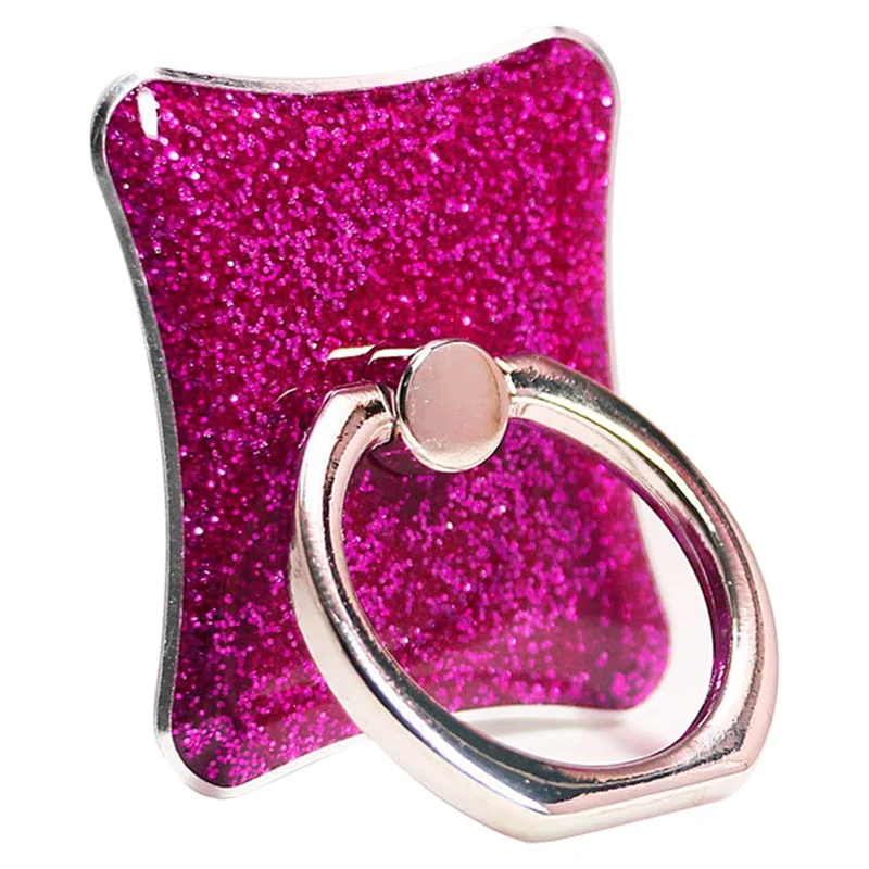 Glitter Cell Phone Kickstand Finger Ring Buckle Adhesive Phone Holder - Rose