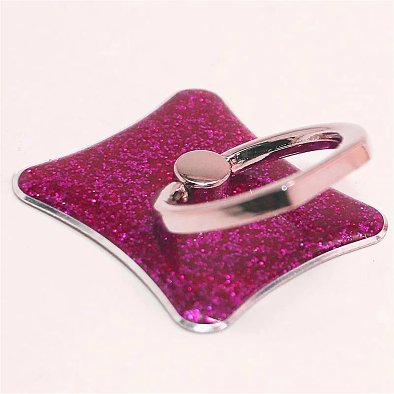 Glitter Cell Phone Kickstand Finger Ring Buckle Adhesive Phone Holder - Rose
