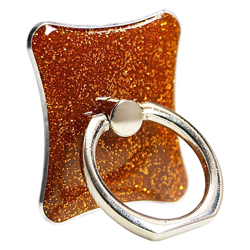 Glitter Cell Phone Kickstand Finger Ring Buckle Adhesive Phone Holder - Orange