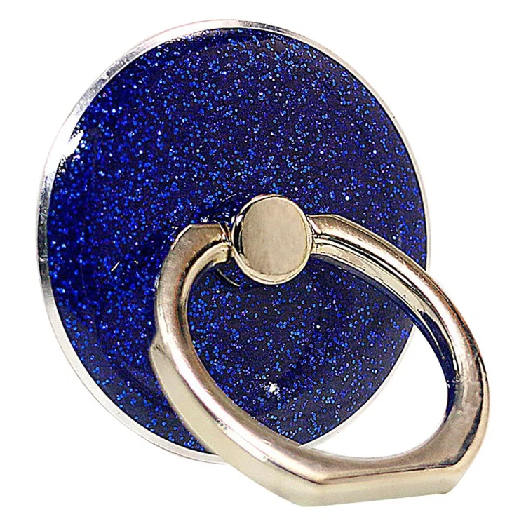 Glitter Cell Phone Kickstand Round Finger Ring Buckle Adhesive Phone Holder - Dunkelblau