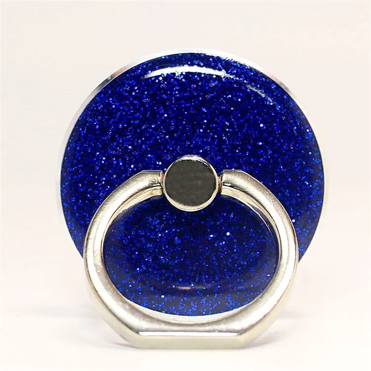 Glitter Cell Phone Kickstand Round Finger Ring Buckle Adhesive Phone Holder - Dunkelblau