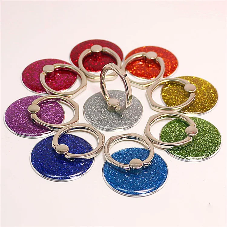 Glitter Cell Phone Kickstand Round Finger Ring Buckle Adhesive Phone Holder - Dunkelblau