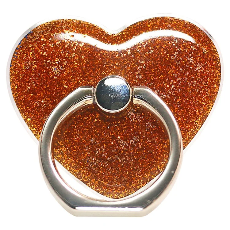 Bague Glitter en forme de cœur Kickstand pour Smartphone Boucle Métallique Support de Téléphone - Orange