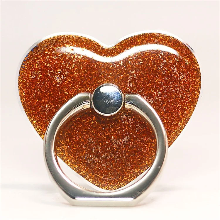 Bague Glitter en forme de cœur Kickstand pour Smartphone Boucle Métallique Support de Téléphone - Orange