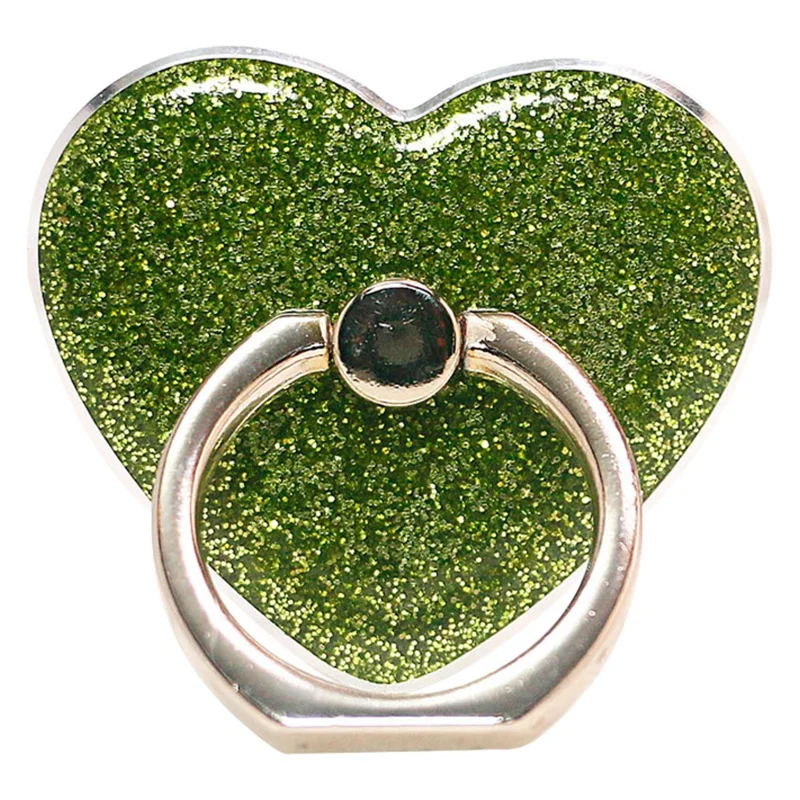 Heart Shape Glitter Ring Kickstand for Smartphone Metal Buckle Phone Holder - Green