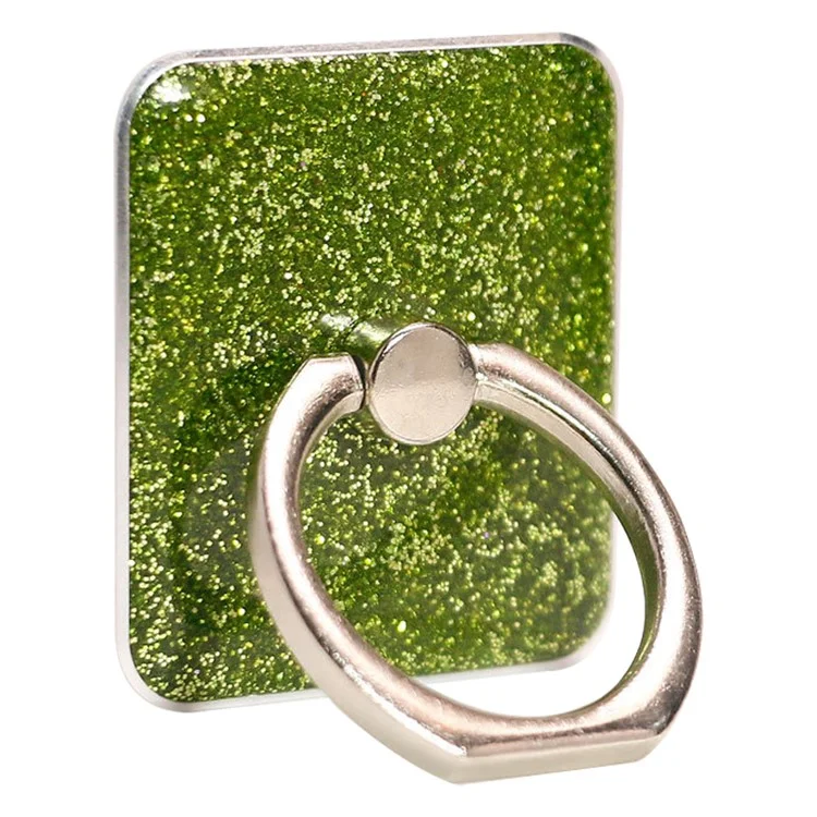 Cell Phone Ring Holder Stand Square Shape Glitter Finger Ring Kickstand with Metal Phone Grip - Green