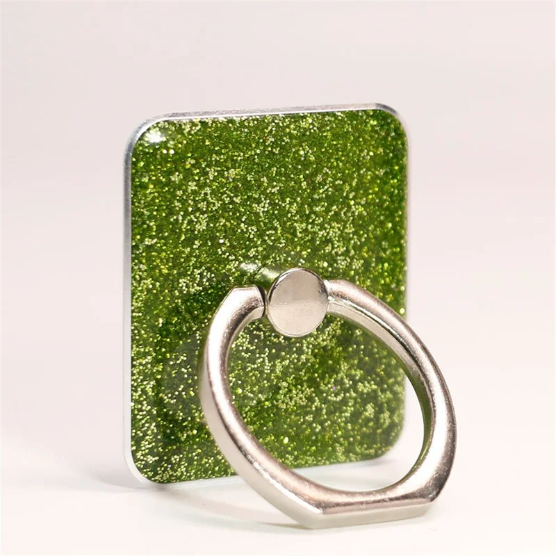 Cell Phone Ring Holder Stand Square Shape Glitter Finger Ring Kickstand with Metal Phone Grip - Green